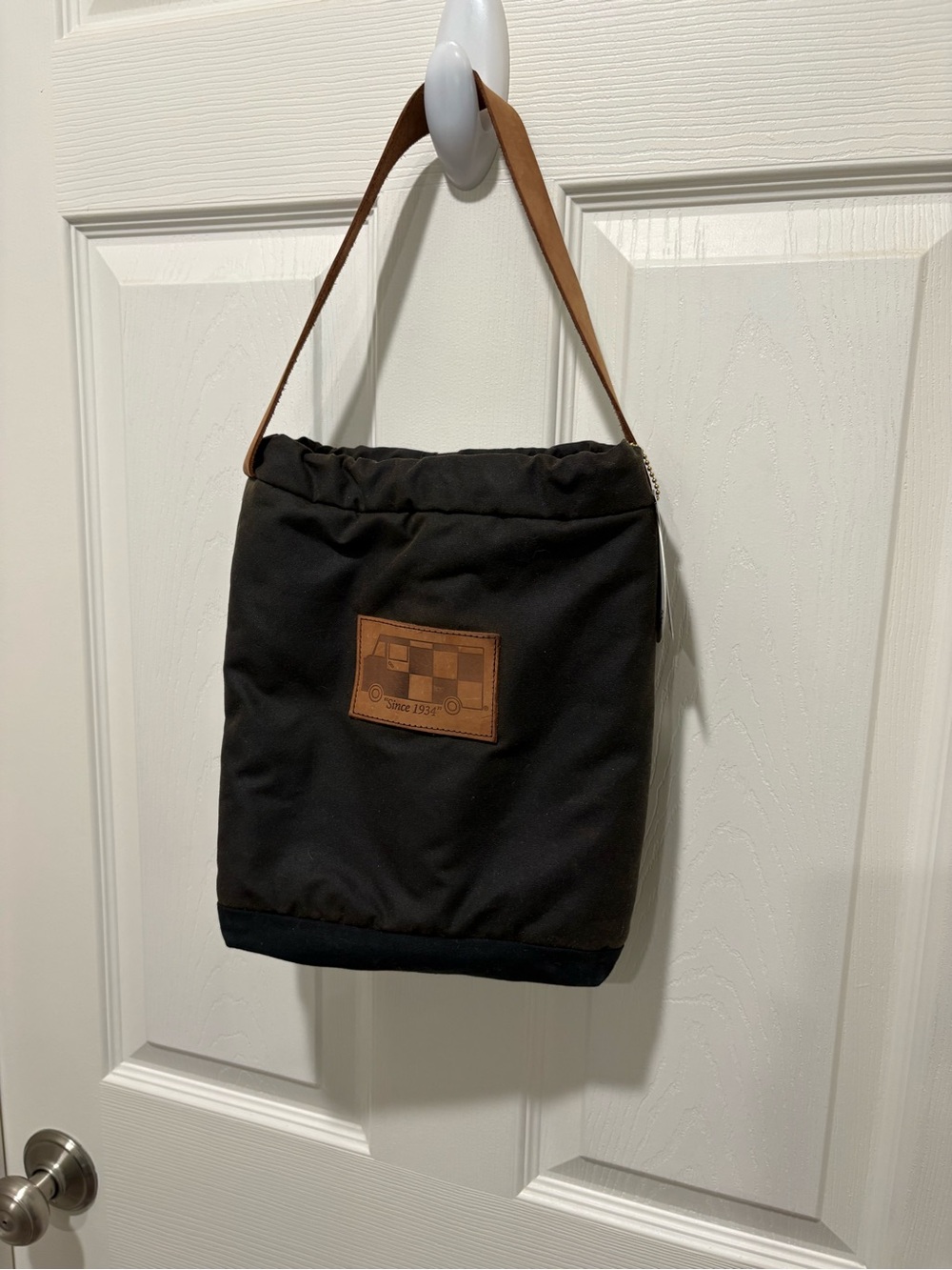 Coolamon oiled Australian wool  cooler Bag with Brown Leather Strap